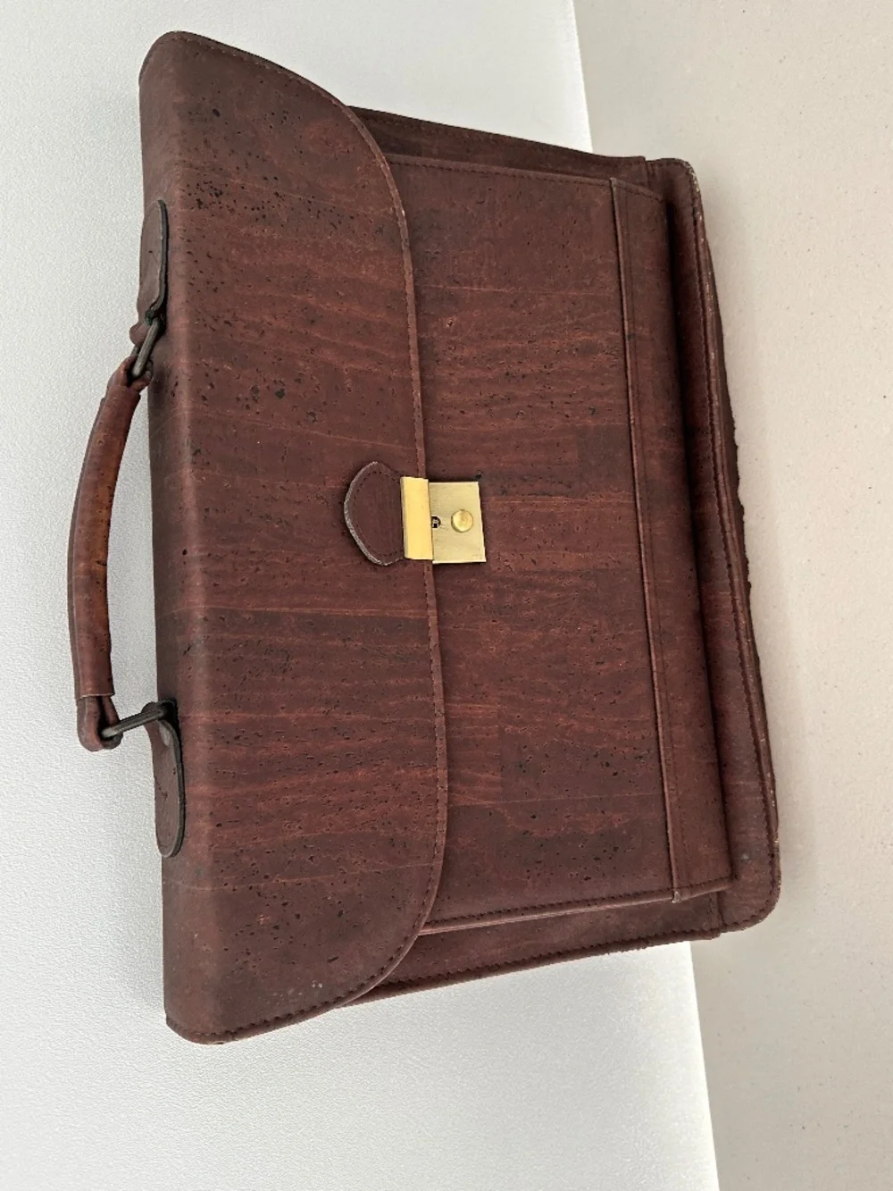 Genuine Portugues Cork Briefcase - Dark Brown
